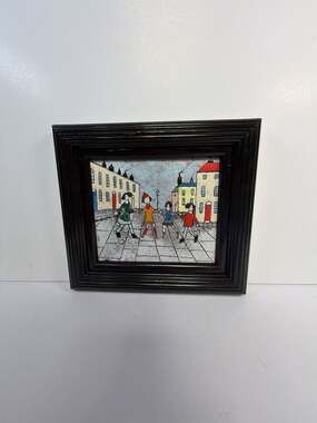 Vintage Handcrafted Enamel Art tile from London
